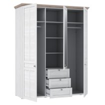 Iloppa Mirrored Wardrobe With 3 Doors In Nelson Oak And Snowy Oak