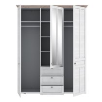 Iloppa Mirrored Wardrobe With 3 Doors In Nelson Oak And Snowy Oak