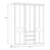 Iloppa Mirrored Wardrobe With 3 Doors In Nelson Oak And Snowy Oak