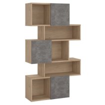 Maribor Bookcase 3 Doors In Jackson Hickory And Concrete Effect