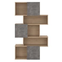 Maribor Bookcase 3 Doors In Jackson Hickory And Concrete Effect