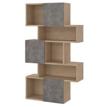 Maribor Bookcase 3 Doors In Jackson Hickory And Concrete Effect