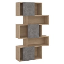 Maribor Bookcase 3 Doors In Jackson Hickory And Concrete Effect