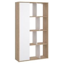 Maribor High Gloss Bookcase 1 Door In Jackson Hickory And White