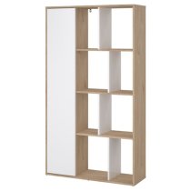 Maribor High Gloss Bookcase 1 Door In Jackson Hickory And White