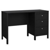 Macron Wooden Computer Desk With 3 Drawers In Black