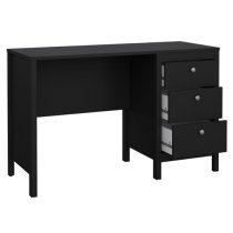 Macron Wooden Computer Desk With 3 Drawers In Black