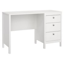 Macron Wooden Computer Desk With 3 Drawers In White