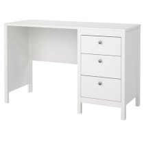 Macron Wooden Computer Desk With 3 Drawers In White