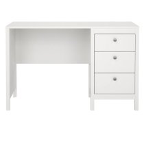 Macron Wooden Computer Desk With 3 Drawers In White