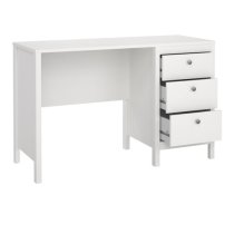 Macron Wooden Computer Desk With 3 Drawers In White