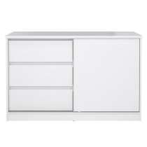 Nakou High Gloss Sideboard 1 Sliding Door 3 Drawers In White