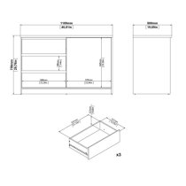 Nakou High Gloss Sideboard 1 Sliding Door 3 Drawers In White