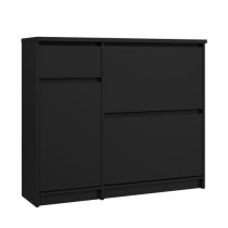 Nakou Shoe Storage Cabinet With 3 Doors 1 Drawer In Matt Black