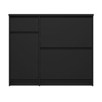 Nakou Shoe Storage Cabinet With 3 Doors 1 Drawer In Matt Black