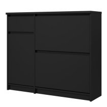 Nakou Shoe Storage Cabinet With 3 Doors 1 Drawer In Matt Black