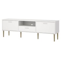 Macomb Wooden TV Stand With 2 Doors 1 Drawer In White