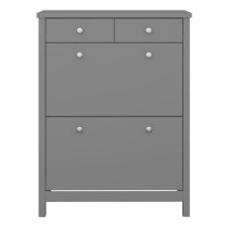 Trams Shoe Storage Cabinet 2 Flap Doors 2 Drawers In Grey