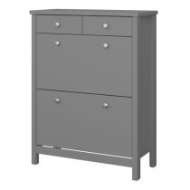 Trams Shoe Storage Cabinet 2 Flap Doors 2 Drawers In Grey