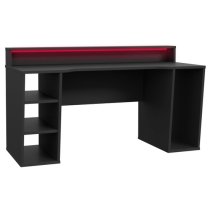 Terni Wooden Gaming Desk With 2 Shelves In Black And LED