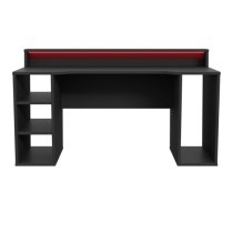 Terni Wooden Gaming Desk With 2 Shelves In Black And LED