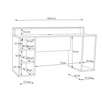 Terni Wooden Gaming Desk With 2 Shelves In Black And LED