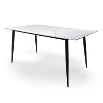 Modico Ceramic Dining Table 1.6m In White Marble Effect