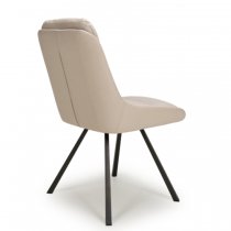 Addis Cream Leather Dining Chairs With Black Legs In Pair