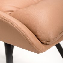 Addis Tan Leather Dining Chairs With Black Legs In Pair