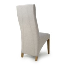 Basrah Natural Fabric Dining Chairs With Oak Legs In Pair