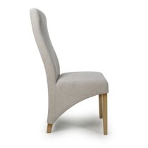 Basrah Natural Fabric Dining Chairs With Oak Legs In Pair