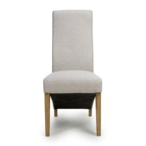 Basrah Natural Fabric Dining Chairs With Oak Legs In Pair