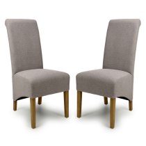 Kyoto Mocha Fabric Dining Chairs With Oak Legs In Pair