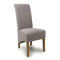 Kyoto Mocha Fabric Dining Chairs With Oak Legs In Pair