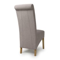 Kyoto Mocha Fabric Dining Chairs With Oak Legs In Pair