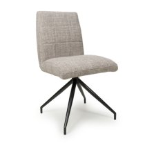 Legain Oatmeal Fabric Dining Chairs With Black Legs In Pair