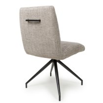 Legain Oatmeal Fabric Dining Chairs With Black Legs In Pair