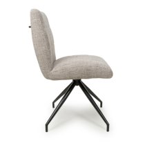 Legain Oatmeal Fabric Dining Chairs With Black Legs In Pair