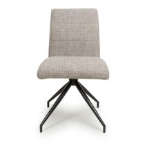 Legain Oatmeal Fabric Dining Chairs With Black Legs In Pair