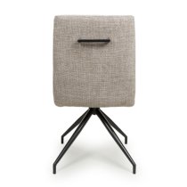 Legain Oatmeal Fabric Dining Chairs With Black Legs In Pair