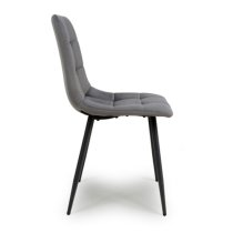 Massa Grey Velvet Dining Chairs With Black Legs In Pair