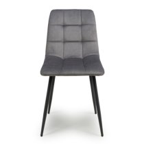 Massa Grey Velvet Dining Chairs With Black Legs In Pair