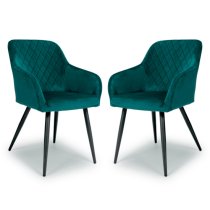 Menton Mint Green Velvet Dining Chairs With Black Legs In Pair