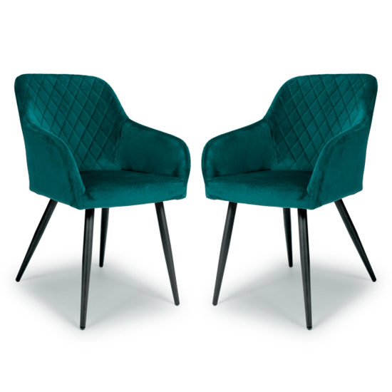 Menton Mint Green Velvet Dining Chairs With Black Legs In Pair