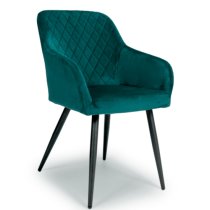 Menton Mint Green Velvet Dining Chairs With Black Legs In Pair