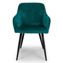 Menton Mint Green Velvet Dining Chairs With Black Legs In Pair