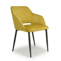 Narva Lime Gold Velvet Dining Chairs With Black Legs In Pair