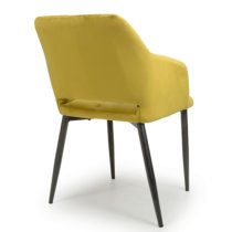 Narva Lime Gold Velvet Dining Chairs With Black Legs In Pair