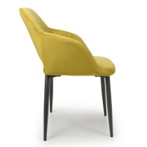 Narva Lime Gold Velvet Dining Chairs With Black Legs In Pair