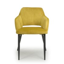 Narva Lime Gold Velvet Dining Chairs With Black Legs In Pair